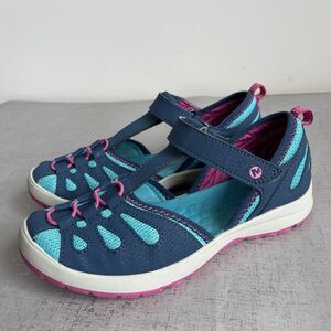 Merrell Hydro Lily CLosed Toe Sandal Navy Turq Cherry Girls Youth Size 4